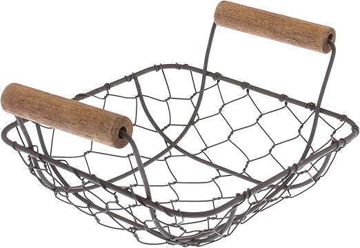 Amazon De Macosa Gr8803 Drahtkorb Aus Metall Klein Mit Tragegriff Eckig Flach Landhausstil Deko Korb