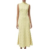 Milumia Women's Polka Dots Maxi Tank Dress Vintage Mock Neck Long Dresses | Elegant, Sleeveless, Workwear, Business Casual, C