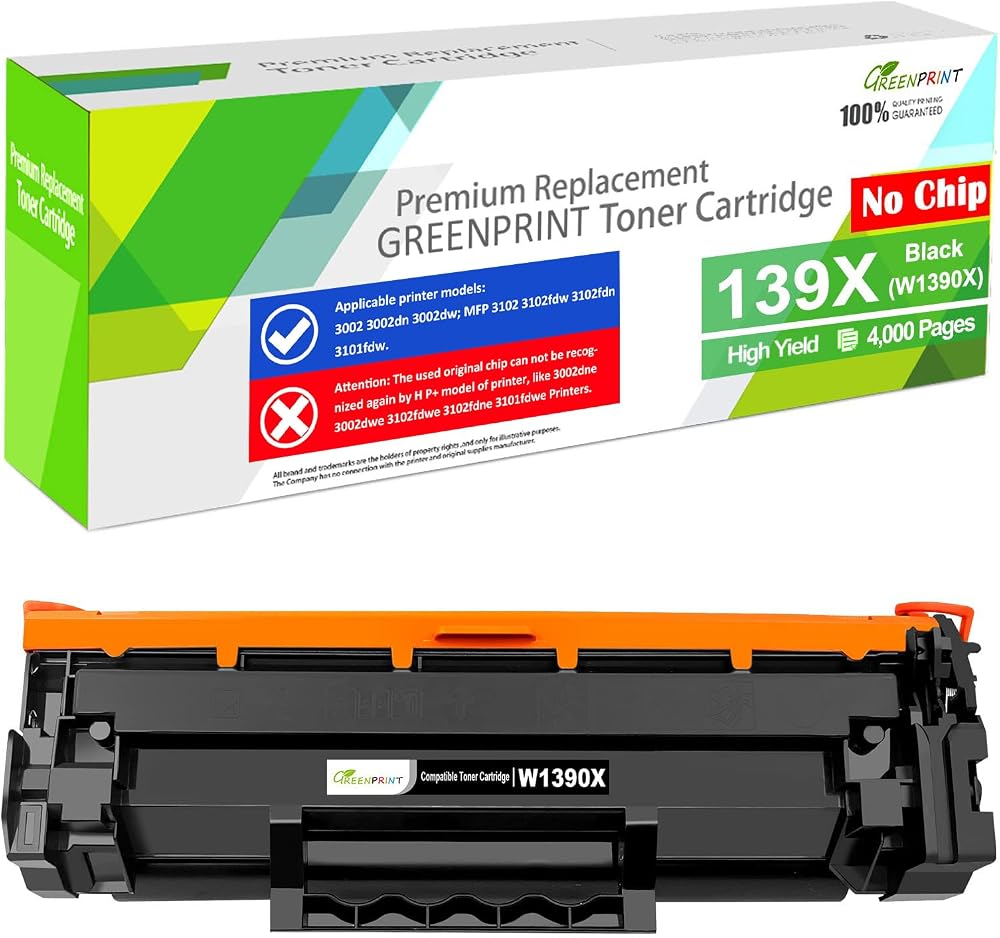 Toner 139X W1390X Black No Chip 4000 Pages for HP 3002 3102 (Not