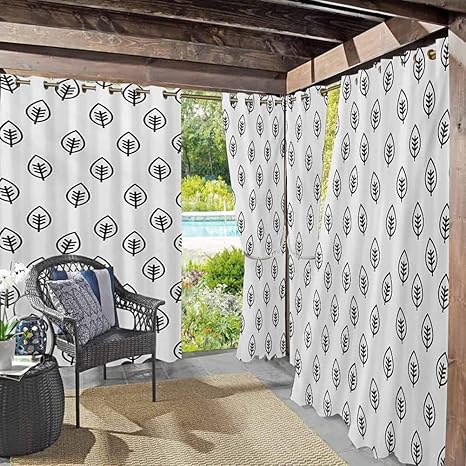 Anmaseven - Panel de cortinas para patio y jardín, diseño de hojas