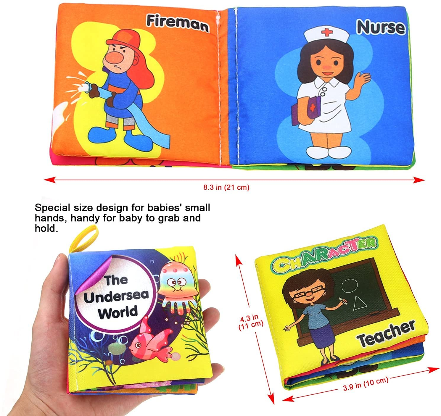 Coolplay Baby's First Non-Toxic Soft Cloth Book Set, Crinkle Books Friction with Rustling Sound - Pack of 8