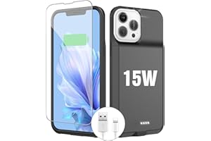 GIN FOXI Battery Case for iPhone 13 Pro Max/14 Pro Max/14 Plus, Slim 15W Fast 8000mAh Charger Case Protection Soft TPU Anti-Slip Charging Case for iPhone 13 ProMax/14 ProMax/14 Plus 6.7inch-Black