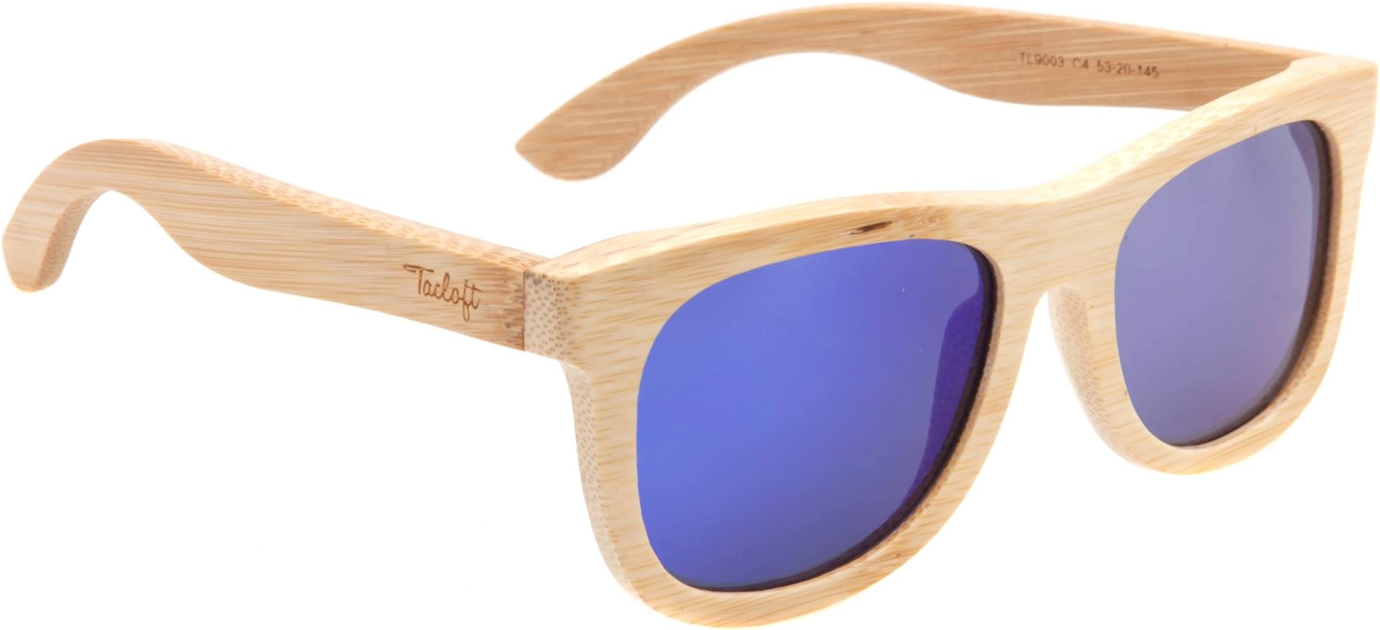 Tacloft Unisex Bamboo Sunglasses for Women Wood Sunglasses Polarized TL9003 Blue