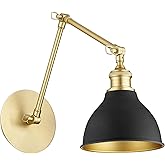 Quorum International 1-Light Two-Toned Wall Light| Black and Aged Brass Finish | Adjustable Wall Fixture | Made of Steel | 7"