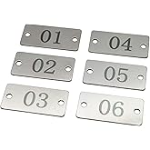 StayMax Stainless Steel Rectangle Numbered Tags with Two Holes (1-10)