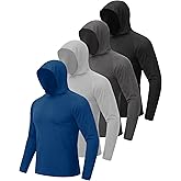 BOOJO 4 Pack Sun Hoodie for Men - UV UPF 50+ Fishing Shirts Long Sleeve Lightweight Tops for Athletic Running Gym Workout