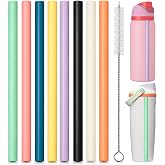 Reusable Replacement Straws Fit Owala FreeSip 24oz &amp; 32oz Water Bottle and Owala FreeSip Sway 30oz Insulated Stainless Steel Bottles,8 Plastic Tumbler Straws W/Cleaner