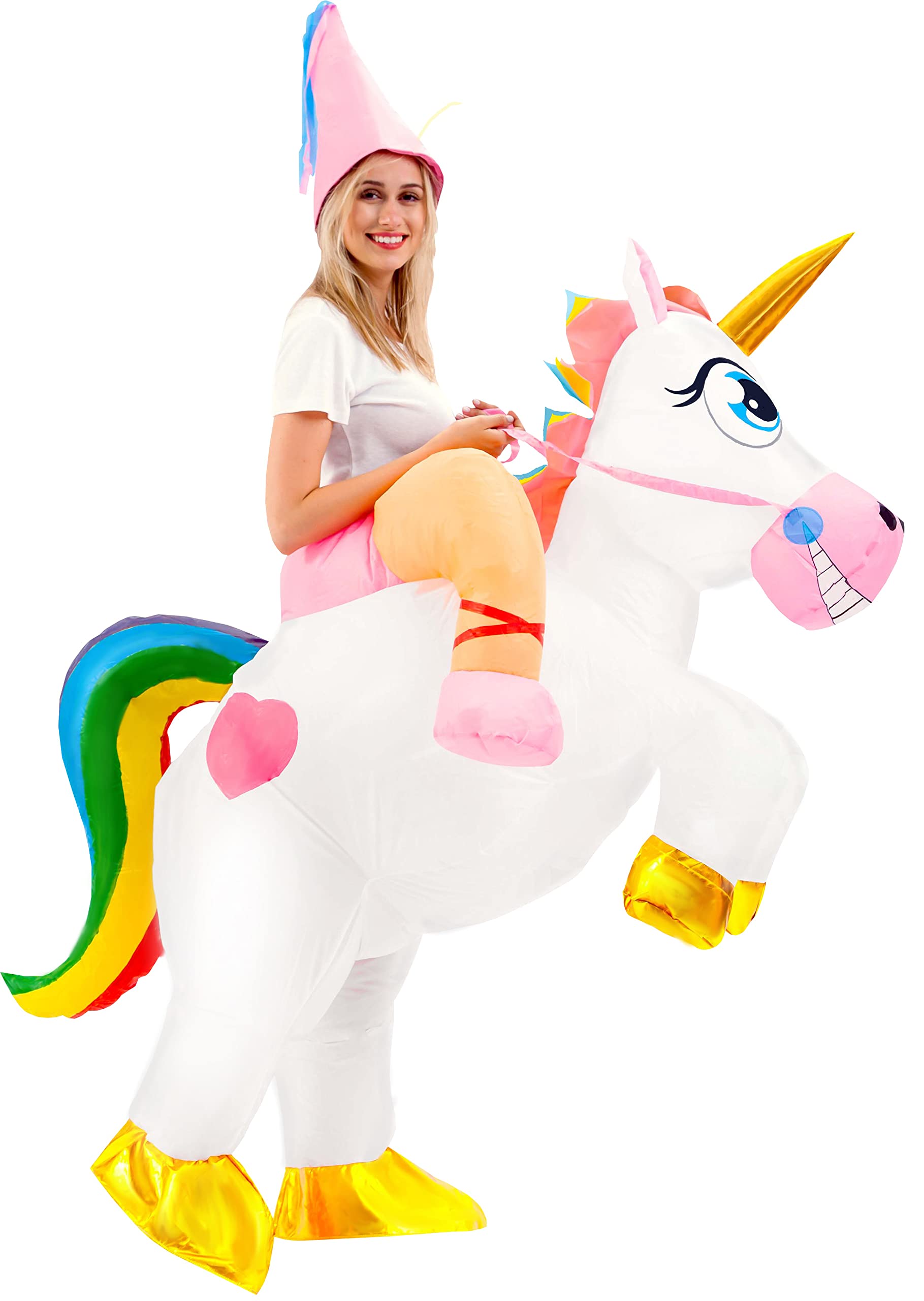 Spooktacular Creations Inflatable Costume Unicorn Riding a Unicorn Air Blow-up Deluxe Halloween Costume - Adult Size