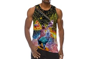 Loveternal Mens 3D Print Tank Top Summer Casual Novelty Polyester Gym Workout Bodybuilding Tank Tops