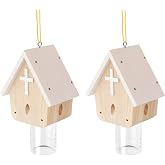 GRTRE 2 Pack Wood Carpenter Bee Trap for Outside - Best Bee Trap - Wood Boring Bee Trap- Nature Church Style Carpenter Bee Traps Outdoor Hanging - Insect Traps Removes Carpenter bee