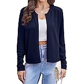 Yekaty Womens Zip Up Cropped Cardigan Sweater Long Sleeve Lightweight Casual Open Front Knitted Jacket