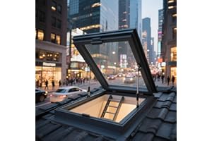 Manual Roof Access Hatch with Tempered Glass,Highly Sealed Skylight Window Roof,Ventilation Lighting Sunlight Doors Windows,V