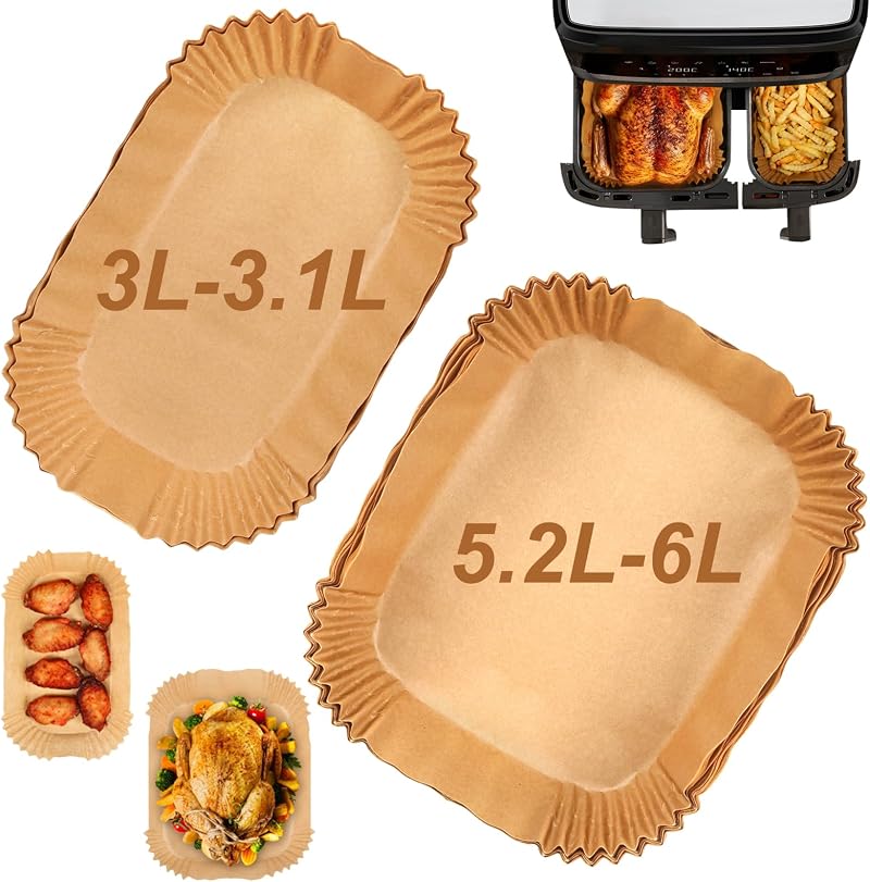 YQL Air Fryer Liners 100Pcs for 5.2L/3.1L Small & Large Drawers