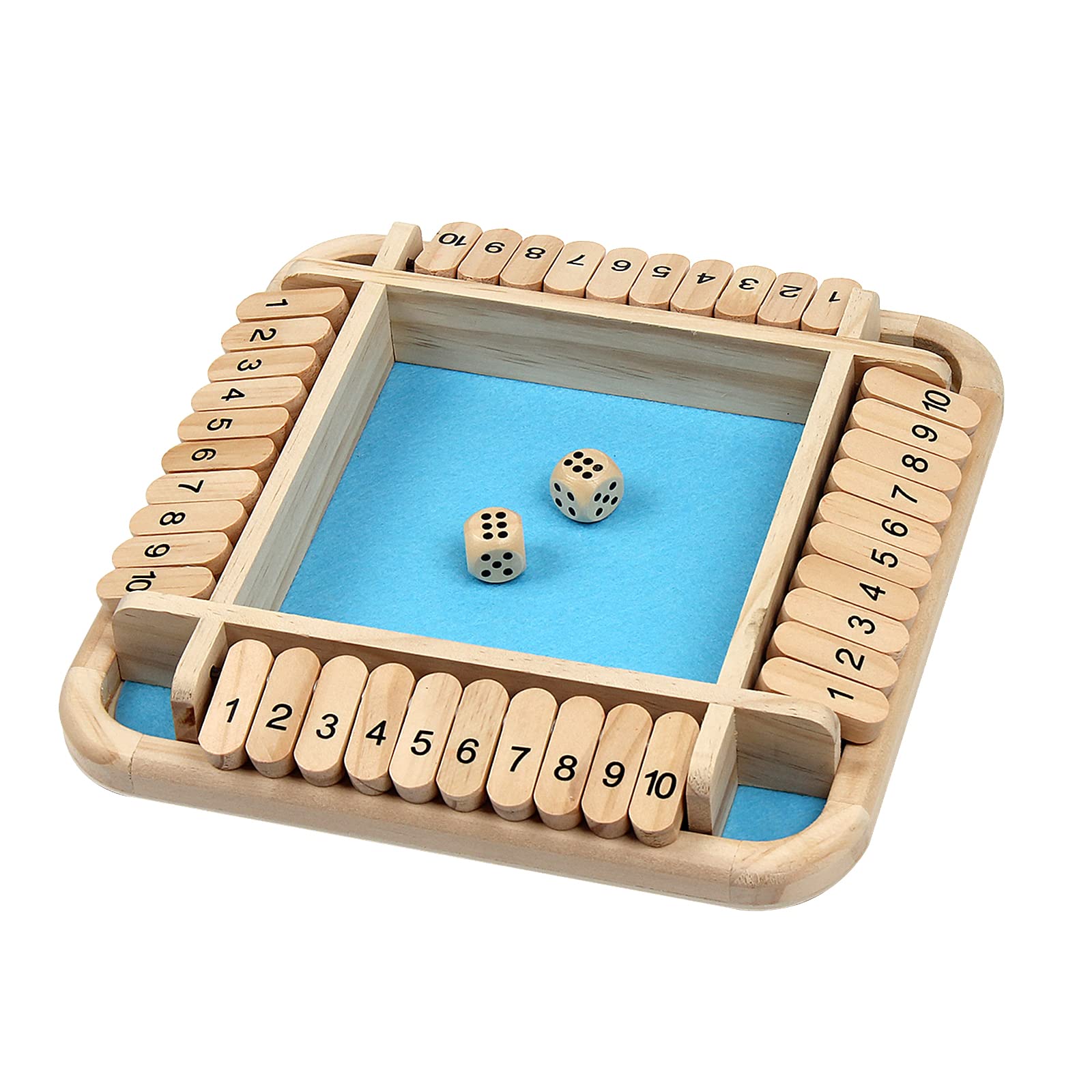 Kitchnexus Shut The Box Game 4 Player Wooden Board Game Travel Dice Game Mastermind Games for Adults and Kids