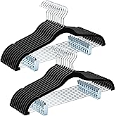 HOUSE DAY Velvet Hangers with Adjustable Clips 20 Pack, Non-Slip Suit Organizer with 360° Hook - Heavy Duty Hanger for Pants, Skirts, Blouses, Dresses - Outfit Hangers All-Season Space Saver (Black)