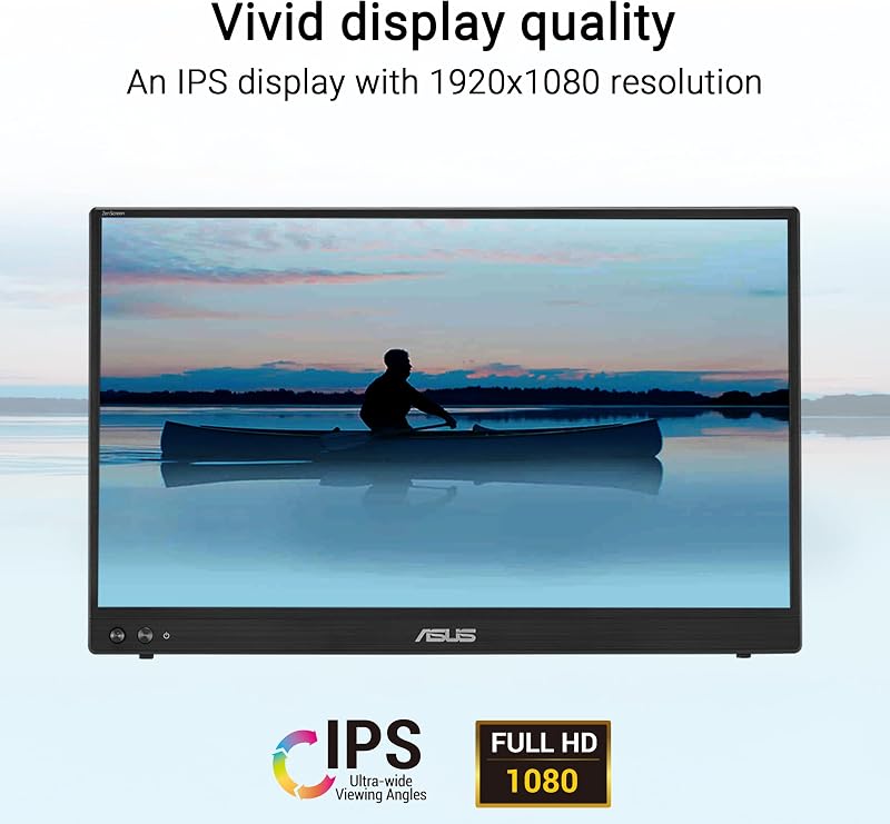 ZenScreen MB16AHVE - Ecrã portátil de 16 polegadas (diagonal útil de 15,6 polegadas), FHD, painel IPS, alimentação com fios, rotação automática, tripé, USB tipo-C®, mini HDMI®, sem cintilação