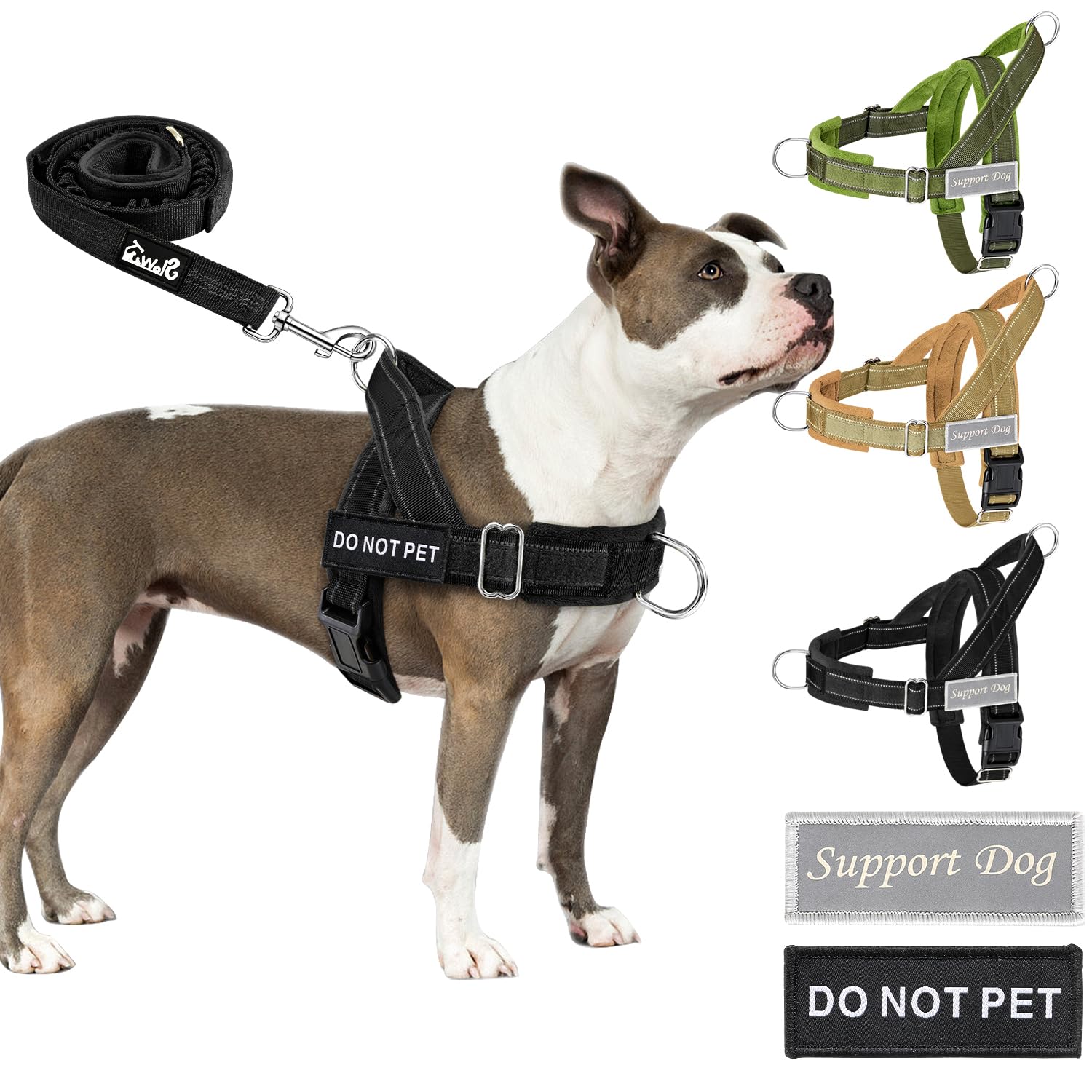 Eyein No Pull Harness for Dogs - Heavy Duty Soft Padded Pet Vest and Lead Set for Medium Large Dog, Adjustable Reflective Anti-pull with Front Clip for Walking Training(Black,M)