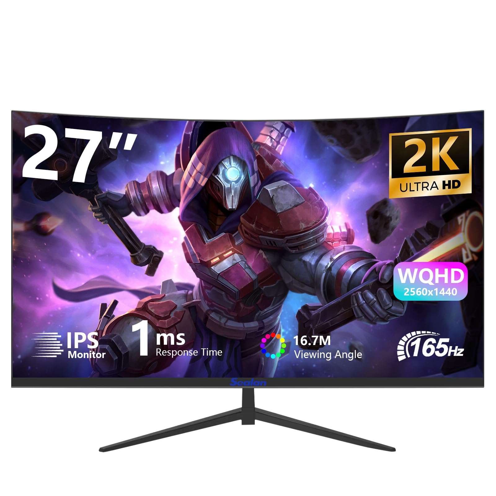 Sealan 27inch 2k Curved Gaming Monitor QHD 165HZ