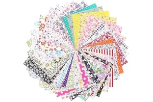 30Pcs 10x10cm Floral Cotton Fabric Squares Quilting Sewing Precut Fabric Square Sheets for Craft Patchwork Random Color
