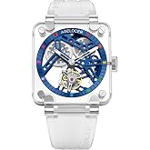 AGELOCER Tourbillon Watches Men Original Full Sapphire Case Limited Edition, Luxury Sport Skeleton Waterproof Manual Mechanical Watch Gift