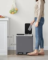 SONGMICS Dual Rubbish Bin 2-Compartment Pedal Bin with Lids 15 L Each view 2