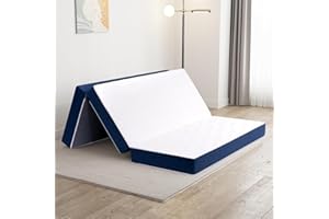 Twolike Twin Folding Mattress, 4 Inch Tri Fold Memory Foam Mattress with Washable Cover, Foldable Mattress Topper with Non Sl