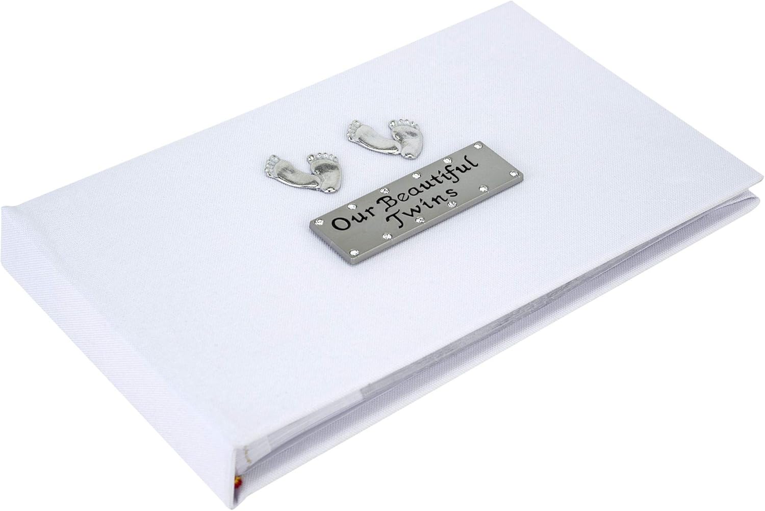 Twins Pocket Sized Footprint Photo Album, White