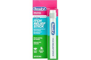 Benadryl Extra Strength Anti-Itch Relief Stick, Bug Bite Itch Relief, Diphenhydramine HCl Topical Analgesic & Zinc Acetate Skin Protectant, Great for Camping Essentials, 0.47 fl oz