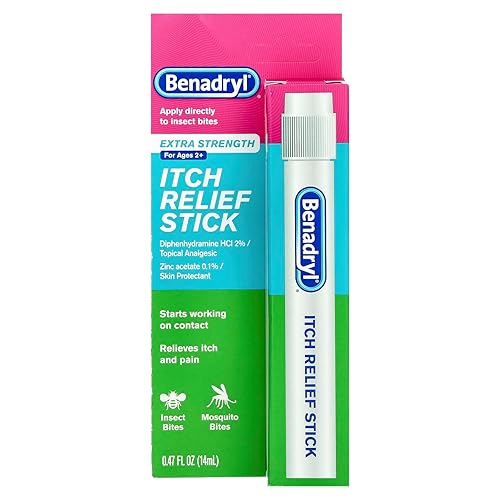 Benadryl Extra Strength Anti-Itch Relief Stick, Bug Bite Itch Relief, Diphenhydramine HCl Topical Analgesic & Zinc Acetate Skin Protectant, Great for Camping Essentials, 0.47 fl oz