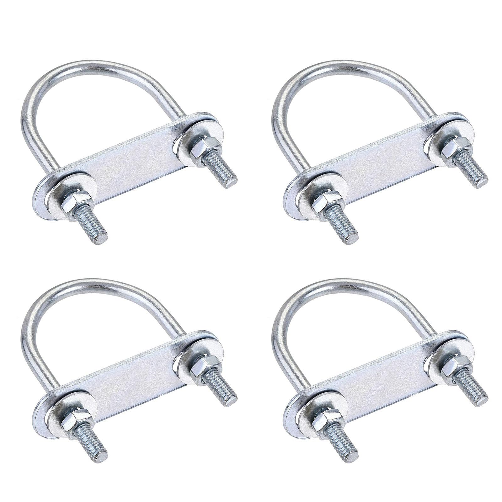 TA-VIGOR 4 sets M6 Round U-Bolts, 42mm Inner Width 70mm Length Steel U-Bolts with Nut, Plate, Washer for Attaching Piping Conduit Cable Tube Brackets Boat Trailer