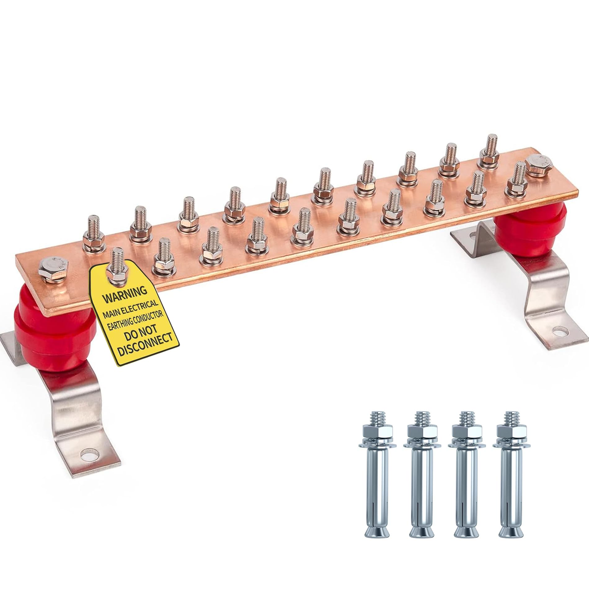Bitiontry 10" Copper Ground Bar Kit,900A Grounding