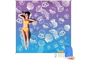 DPWCVM Beach Blanket Waterproof Sandproof Large Beach Mat 79" X 83" for 2-4 Adults Sand Free Mat Quick Drying,Durable with 4 Stakes & 4 Corner Pockets for Beach Travel Camping Hiking.(Purple)