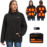 GOZTI Heated Jackets for Women Men with Battery Pack 7.4V, Womens Heated Jacket Fleece, Heated Coat with 3 Heating Level