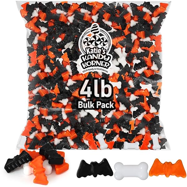 BULK HALLOWEEN CANDY – 4LB SPOOKY BATS & BONES HARD CANDY – BLACK & ORANGE PARTY TREATS FOR TRICK-OR-TREAT, CANDY BUFFETS & SPOOKY CELEBRATIONS