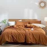 BOLINLIVING Terracotta Duvet Cover Queen, 3Pcs Soft Microfiber Bedding Set | Burnt Orange, for Kids &amp; Adults, Breathable &amp; Comfy, Zipper &amp; 8 Corner Ties, All Season,Year-Round Use, No insert