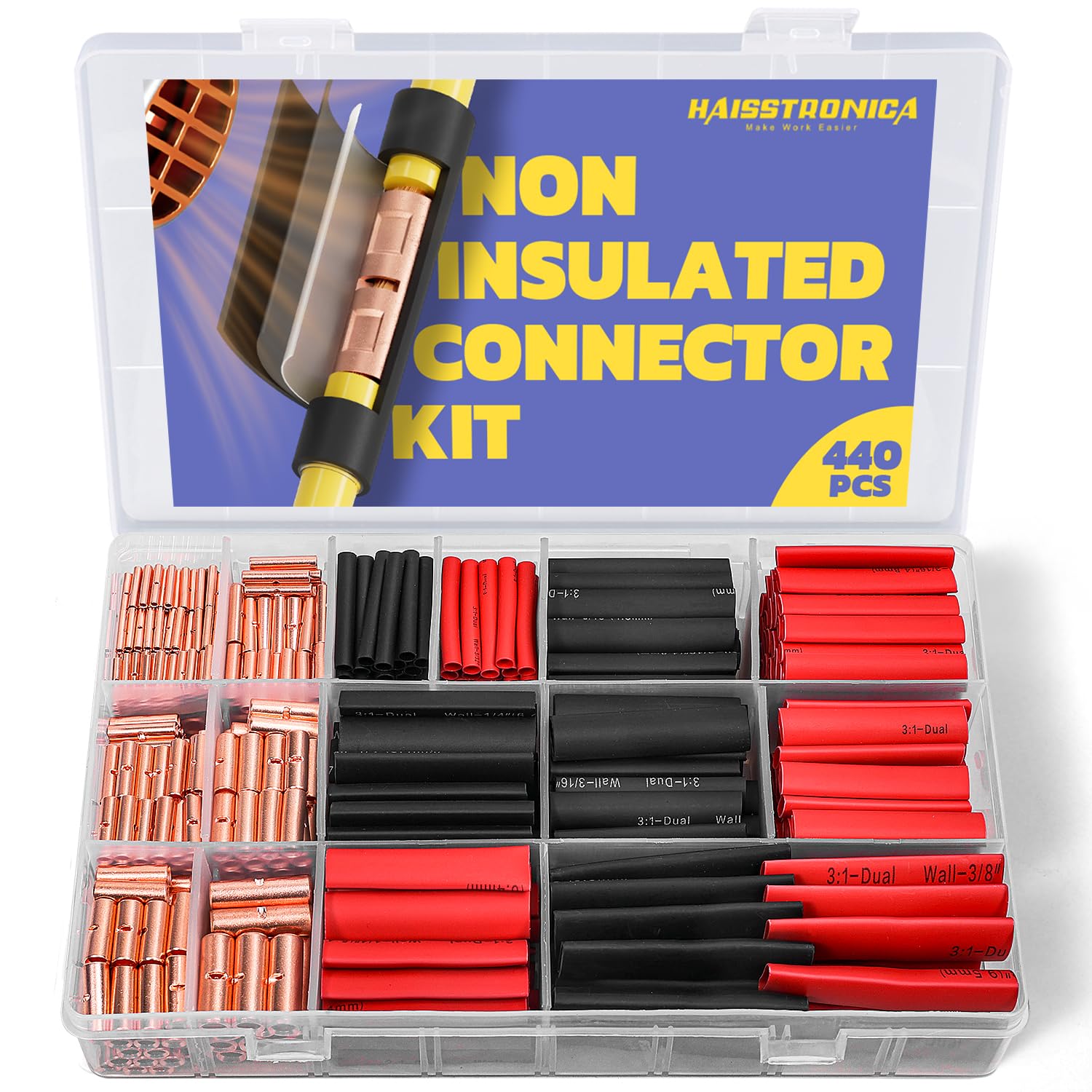 Haisstronica Non Insulated Butt Connectors Kit AWG 26 8 220pcs Bare Haisstronica Non Insulated Butt Connectors Kit AWG 26 8 220pcs Bare