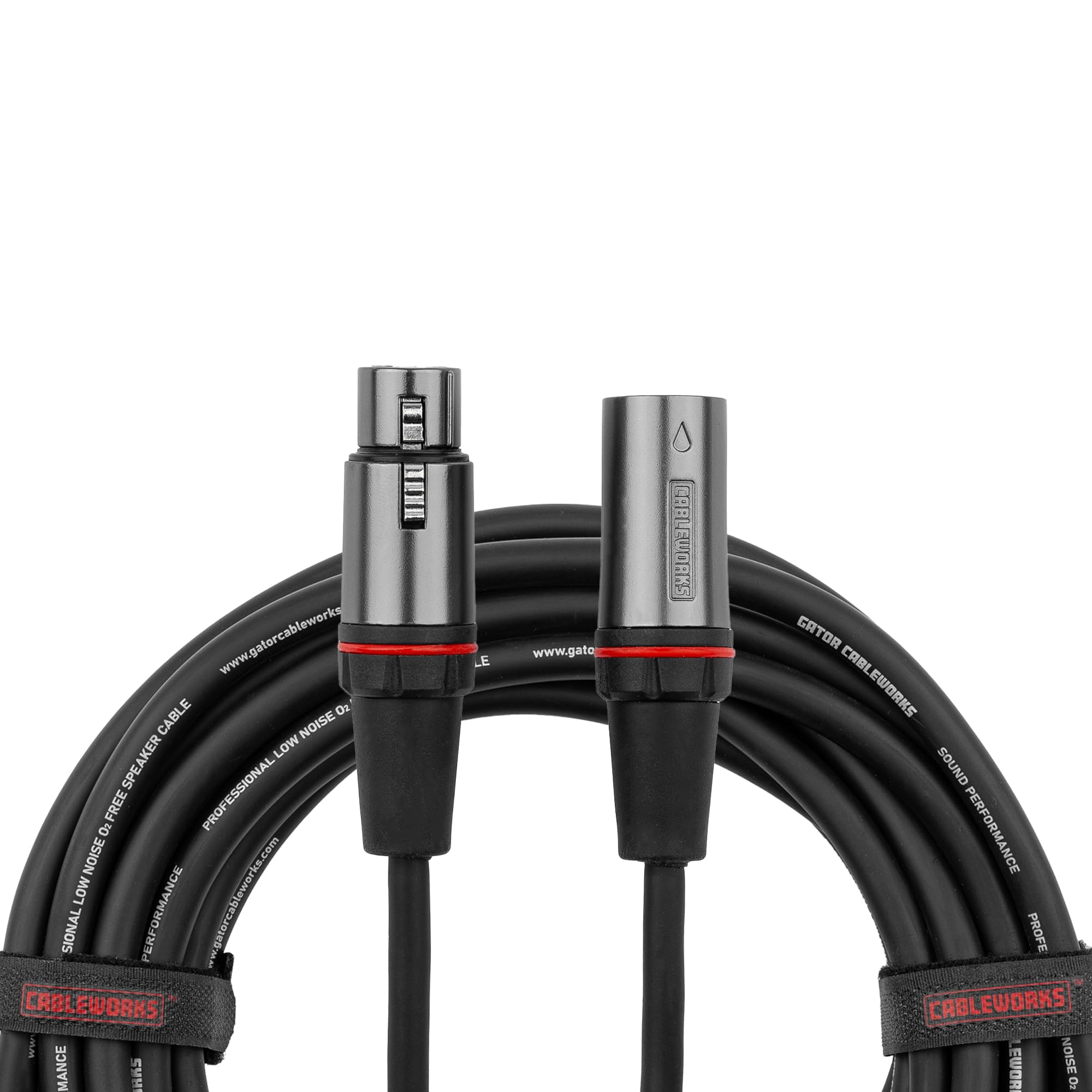 Gator Cableworks GCWH-XLR-75 75ft XLR Microphone Cable, Low-Capacitance Quad-Core OFC, Gold-Plated Connectors for Studio & Live Sound