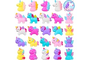 TOANWOD Unicorn Mochi Squishy Miniatures: 24PCS Unicorn Party Favors Goodie Bag Stuffers Birthday Gift for Girls - Kids Fidget Toy Pinata Filler - Claw Machine Prize Quiet Critters for Classroom
