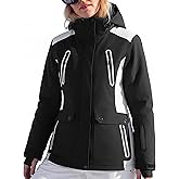 FREE SOLDIER Women's Waterproof Ski Snow Jacket Warm Fleece Lined Winter Rain Jacket with Hood Fully Taped Seams
