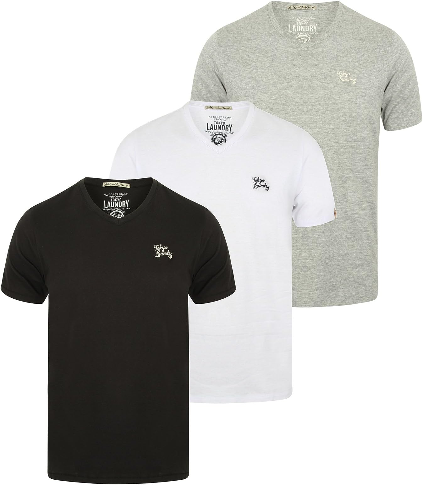 Tokyo Laundry Mens Lowe 3 Pack V-Neck Cotton T-Shirt Sets