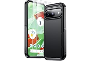 Justcool for Google Pixel 9 Pro Case/Google Pixel 9 Case, with 2 Pack[Tempered Glass Screen Protector][Dual Layer][10 FT Military Drop Protection] Shockproof Protective Phone Case, Black