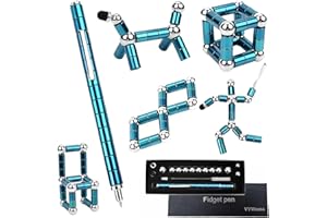 VYWMNA Fidget Pen for Adults Kids,Toy Pen Decompression Magnetic Metal Pen, Desk Toys Multifunctional Deformable Magnet Writing Pen(Blue)