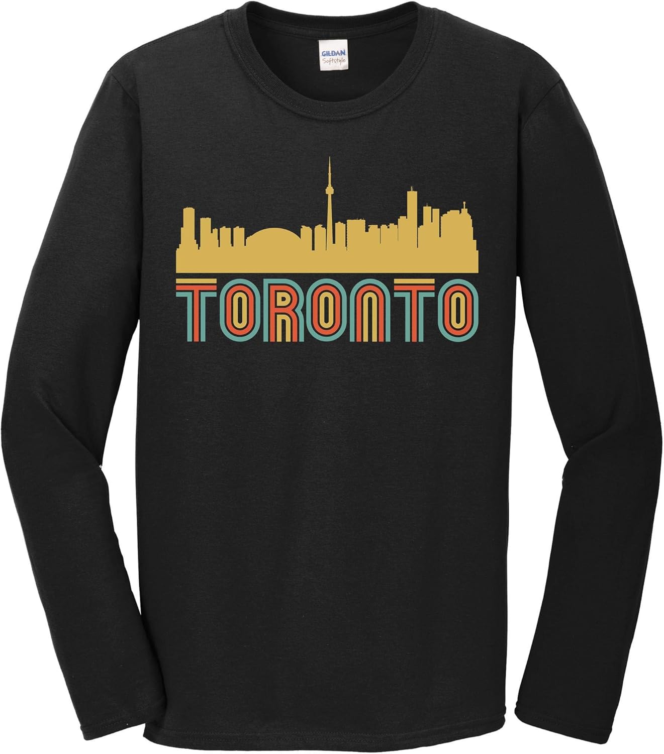 Vintage Style Toronto Ontario Canada Skyline Long Sleeve TShirt