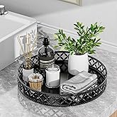 Vanity Tray for Bathroom Counter - 11 Inch Black Decorative Tray Bathroom Counter Tray Organizer for Perfume Cosmetics Jewelry Makeup