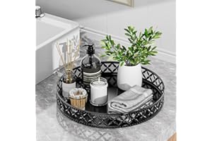 Vanity Tray for Bathroom Counter - 11 Inch Black Decorative Tray Bathroom Counter Tray Organizer for Perfume Cosmetics Jewelr