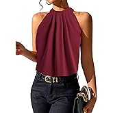 SOLY HUX Women's Halter Tops Tank Top Summer Casual Sleeveless Tunic Blouses