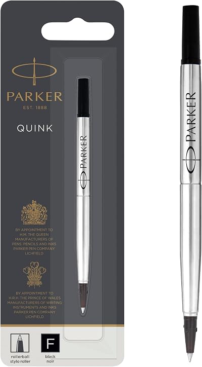 Parker Rollerball Pen Ink Refill Fine Black QUINK Ink 1 Count