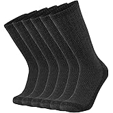 SOX TOWN Men's Merino Wool Cushion Crew Socks Moisture Wicking Control for Outdoor Hiking Work Boot Thermal Warm All Seasons