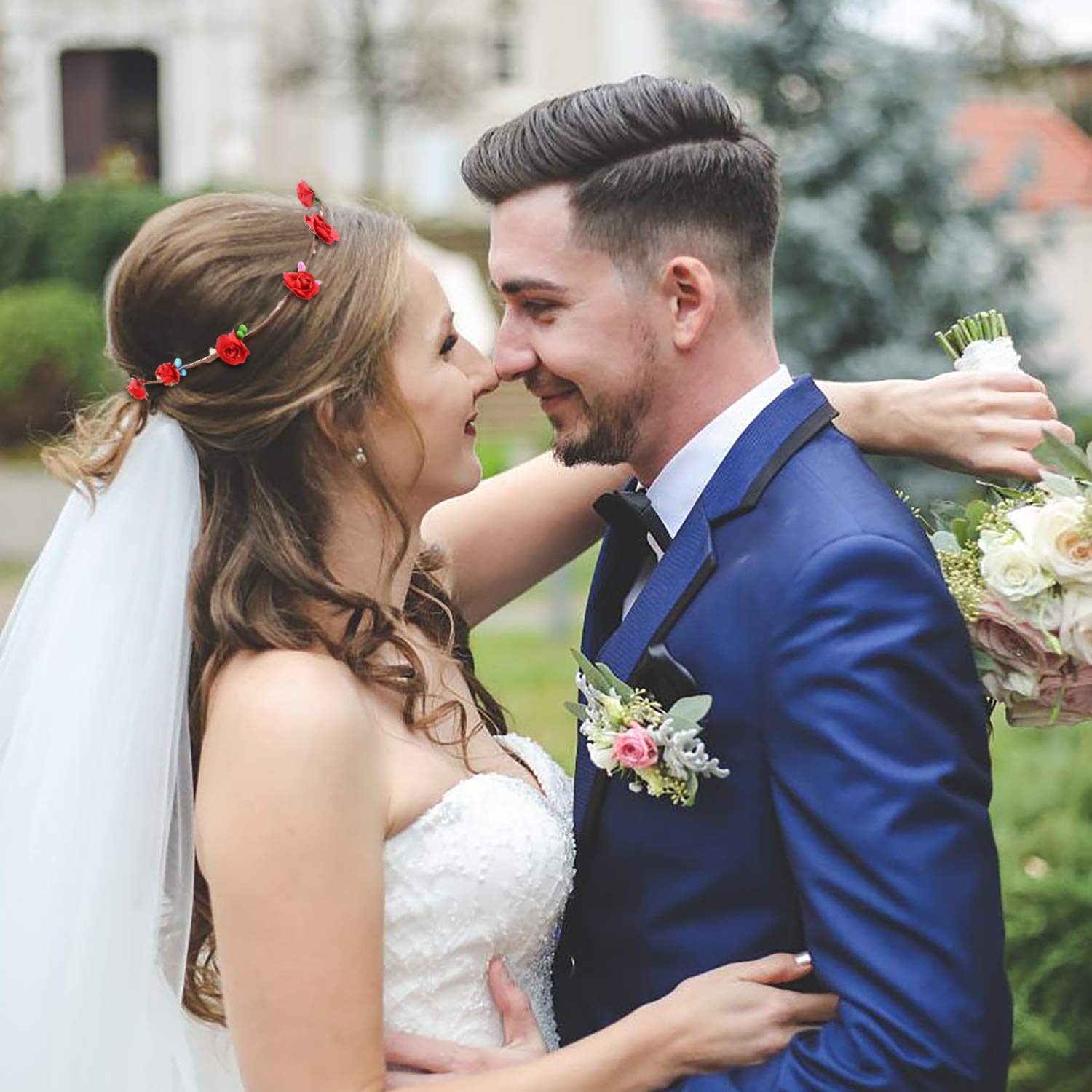 LED Flower Crown,Kapmore 12PCS Adjustable Flower Wreath Headband Luminous 10 LED Flower Headpiece Flower Headdress for Girls Women Wedding Festival Holiday Christmas Halloween Party Accessories