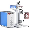 OMTech 30W Fiber Laser Engraver with Rotary Axis, LightBurn Compatible Laser Engraving Machine with Red Dot Pointer, 6.9x6.9 Solid State Laser Marking Etching Machine for Metal Steel Gold Jewelry More